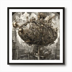 Steampunk Transport Cubism Style Art Print