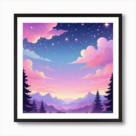 Sky With Twinkling Stars In Pastel Colors Square Composition 49 Art Print