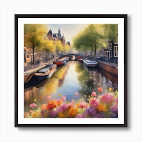 An Enchanting Amsterdam Canal Summer Art Print