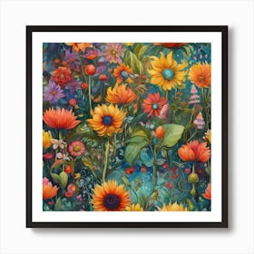 Flowers In The Garden Art Print