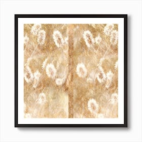 Golden Flowers Abstract Painting Art Print