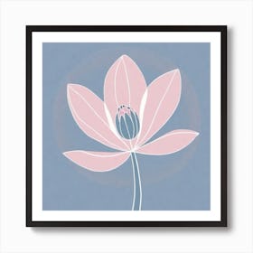 A White And Pink Flower In Minimalist Style Square Composition 92 Art Print