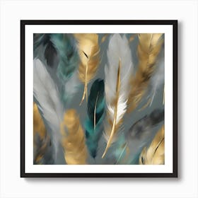 Gold Feathers Art Print