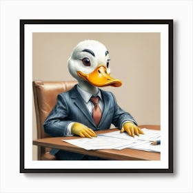 Duck In Business Suit Art Print