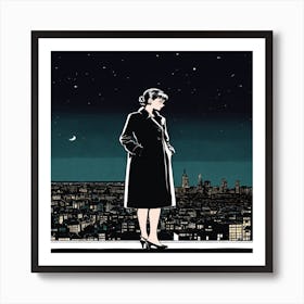 Illustration By Herge Of A City At Night Where A A (1) Art Print