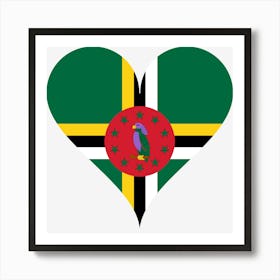 Heart Love Flag Antilles Island Caribbean Parrot Dominica Art Print