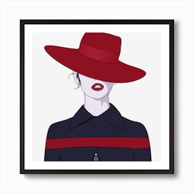 Woman In A Red Hat Art Print