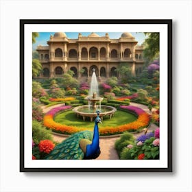 Peacock In The Garden 5 Art Print