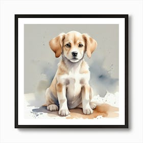 Puppy Watercolor Painting 1 Art Print