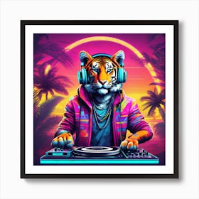 tiger neon art Art Print