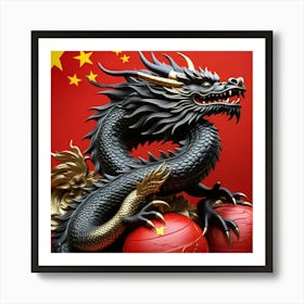 Dragon Chino Negro Art Print