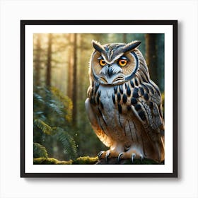 Owl In The Forest 73 Art Print