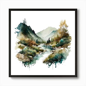 Watercolor Landscape Painting 10 Art Print