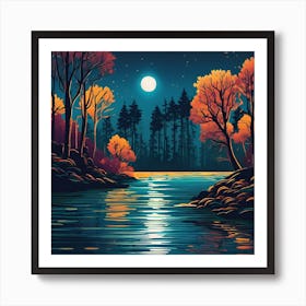 Night Landscape Painting Art Print