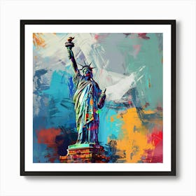 Statue Of Liberty Oil Painting 2 Art Print