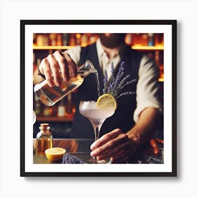 Bartender Pouring A Cocktail Art Print