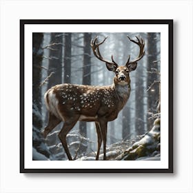 Deer In The Woods 44 Art Print