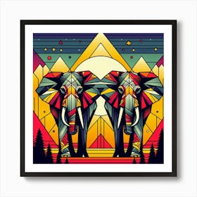 The Grounded Guardians Elephants Art Print