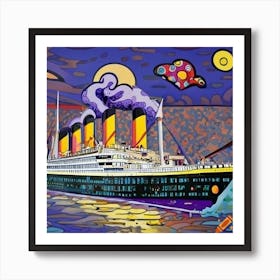 Titanic At Night Art Print