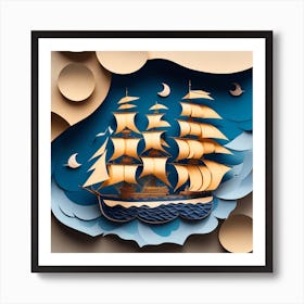 Paper art navy 01 Art Print