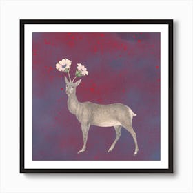 Deer In Spring Square Art Print