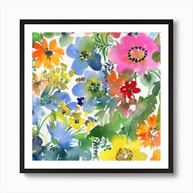 Watercolor Flowers at Noon N.o 4 Affiche