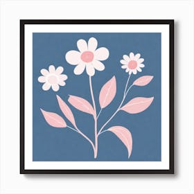 A White And Pink Flower In Minimalist Style Square Composition 598 Art Print