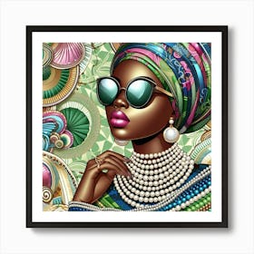 African Woman In Sunglasses 23 Art Print