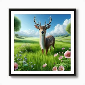 Little Bambi Takes a Break from the Herd to Enjoy the Scenery Art Print