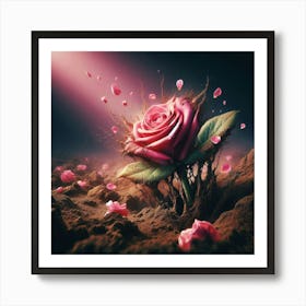 Pink Rose In The Desert Art Print