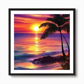 Sunset At The Beach 138 Art Print