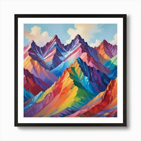 Rainbow Color Mountains Art Print Art Print