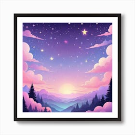 Sky With Twinkling Stars In Pastel Colors Square Composition 226 Art Print