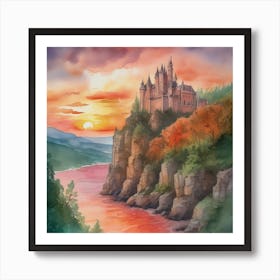 An Enchanting Medieval Castle Perched 7 Art Print