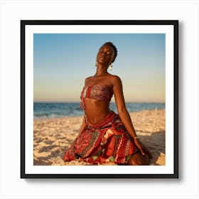 Black Woman On The Beach Art Print