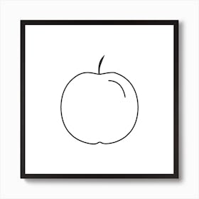 Apple Icon In Black Flat Outline Design Art Print