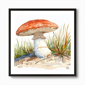 Red Mushroom In The Grass Art Print