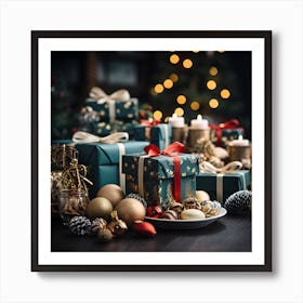 Elegant Christmas Gift Boxes Series023 Art Print