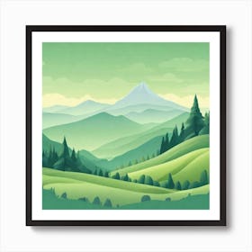 Misty mountains background in green tone 133 Art Print