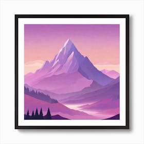 Misty mountains background in purple tone 43 Art Print