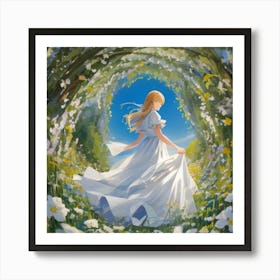 Girl In A White Dress 1 Art Print