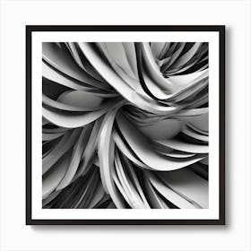 Abstract Black And White Flower Art Print