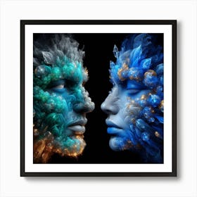 Two Faces With Crystals Art Print