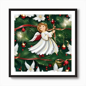 Angels On A Christmas Tree Art Print