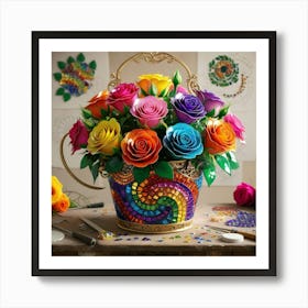 Rainbow Roses Art Print