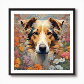 Dog In The Garden Art Print