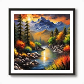 Sunset By The River 3 Art Print