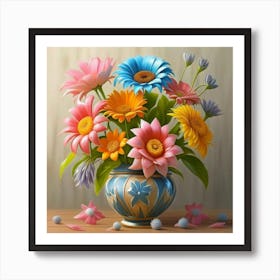 Flores 3d Render Painting Art Print