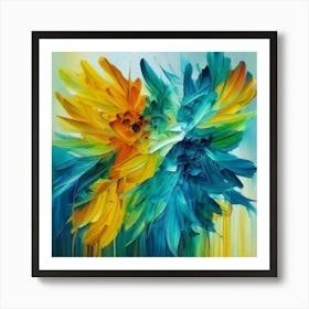 Gorgeous, distinctive yellow, green and blue abstract artwork 3 Art Print