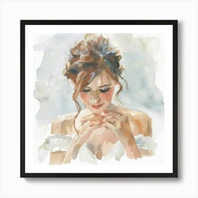 Watercolor Bride Getting Ready 1718372375 1 Art Print